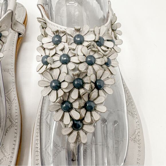 Siketu Gray Floral Beaded Embellished  Slingback Thong Sandals, EUC, Size 8 - Picture 5 of 10